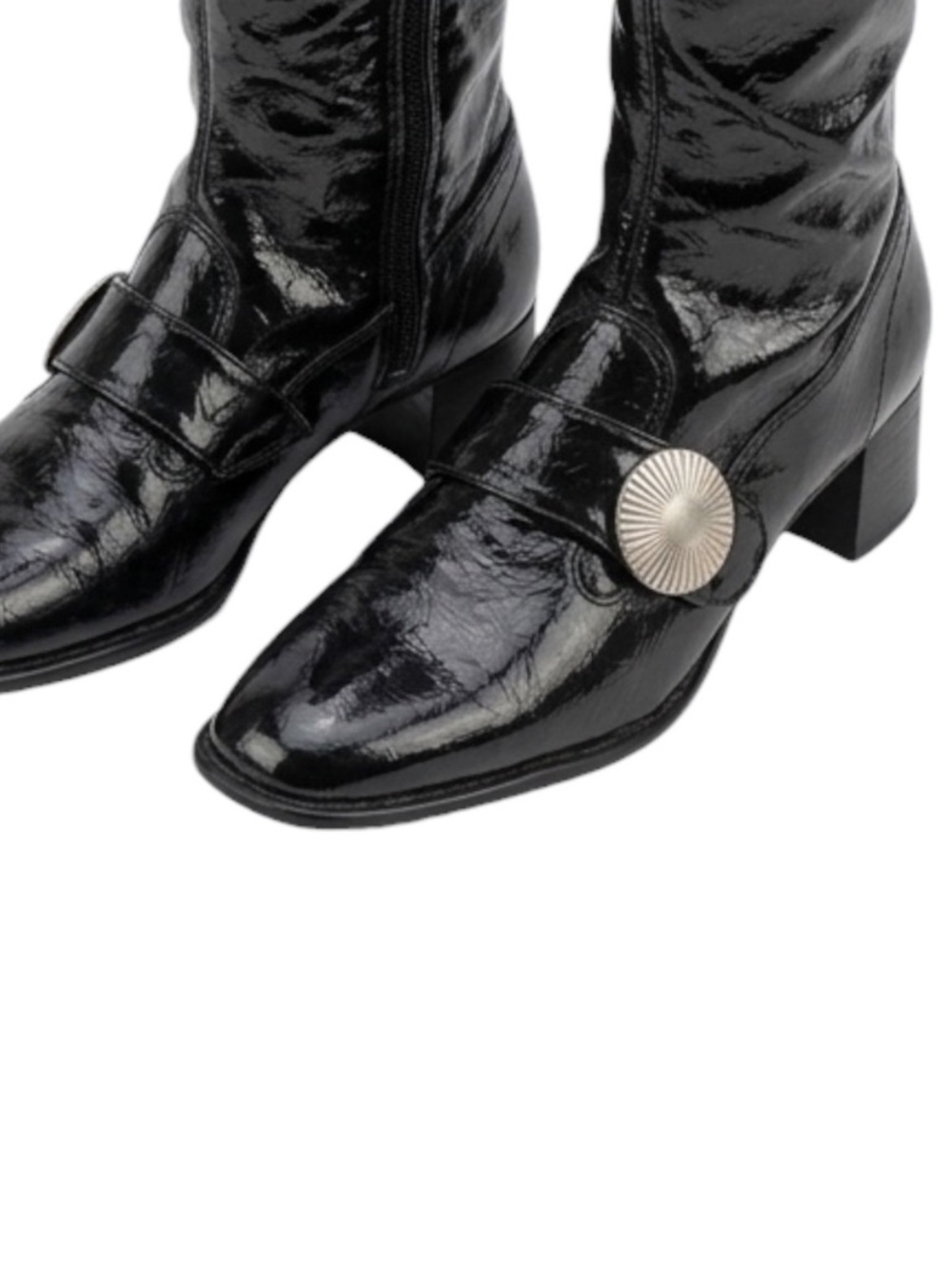 Vintage 1970s Black Patent Go-Go Boots - Size 9 - Picture 7 of 16